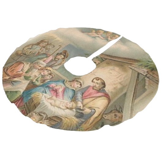 " Manger Scene" Imitatie Linnen Kerstboom Kleed (Gekanteld)