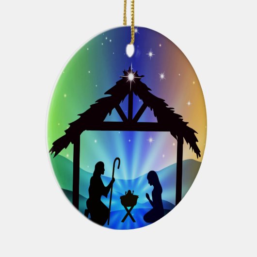 Manger Scene met Joseph en Mary Keramisch Ornament (Rechts)