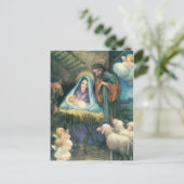 Manger Scene "O Holy Night" briefkaart (Staand voorkant)