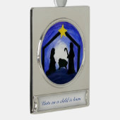 Manger Scene - siermiddel Verzilverd Banner Ornament (Rechts)