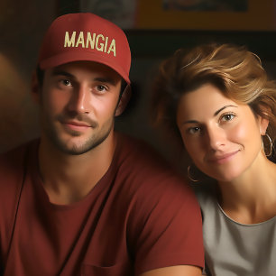 Mangia (Eat) Italiaans geborduurd pet