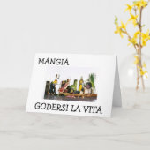 "MANGIA - EET EN GENIET VAN HET LEVEN" VERJAARDAG  KAART (Gele Bloem)