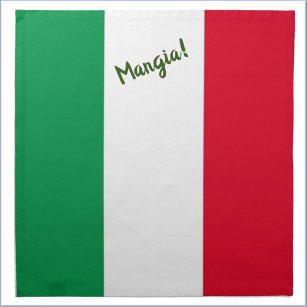 Mangia. Italiaanse vlag Kleding Dinner Napkins Katoenen Servet