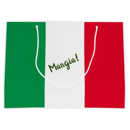 Mangia Italy Flag Red White en Green Groot Cadeauzakje (Voorkant)