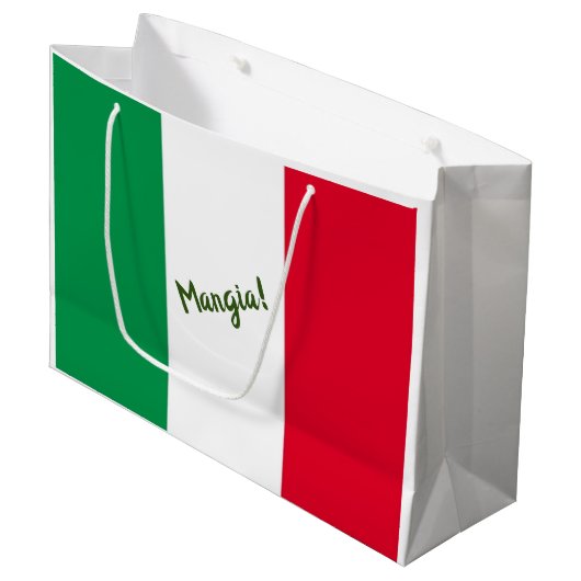 Mangia Italy Flag Red White en Green Groot Cadeauzakje (Voorkant Gekanteld)
