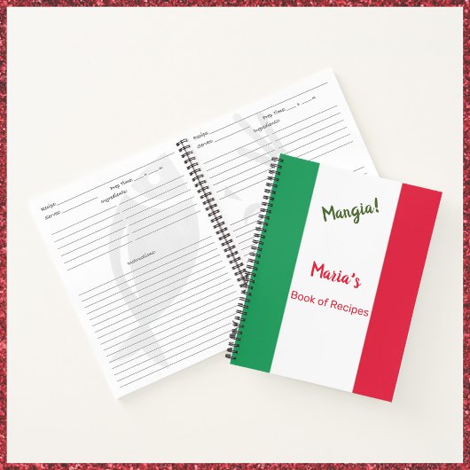Mangia Italy Flag Red White en Green Recipe Notitieboek
