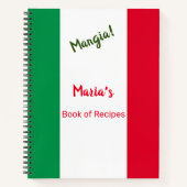 Mangia Italy Flag Red White en Green Recipe Notitieboek (Voorkant)