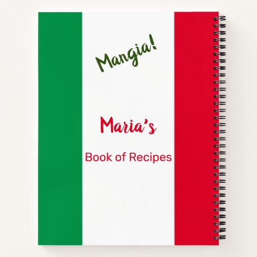 Mangia Italy Flag Red White en Green Recipe Notitieboek (Achterkant)