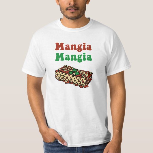 Mangia Mangia Italiaans Eet T-Shirt (Voorkant)