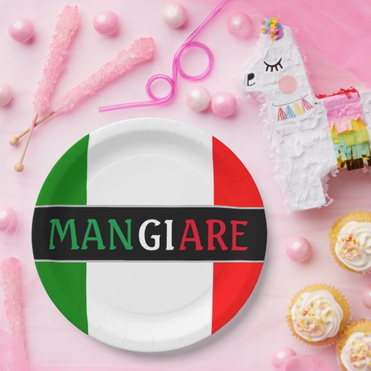 Mangiare Eat in het Italiaans diner Papieren Bordje (Feest)