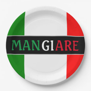 Mangiare Eat in het Italiaans diner Papieren Bordje