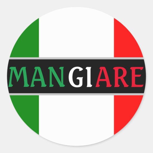Mangiare Eat in het Italiaans diner Ronde Sticker (Voorkant)