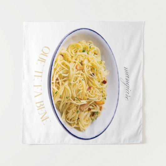 Mangiare Pasta Art Tapestry Wandkleed (Voorkant (horizontaal))