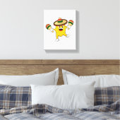 Mango als muzikant met Maraca Canvas Afdruk (Insitu (Slaapkamer))