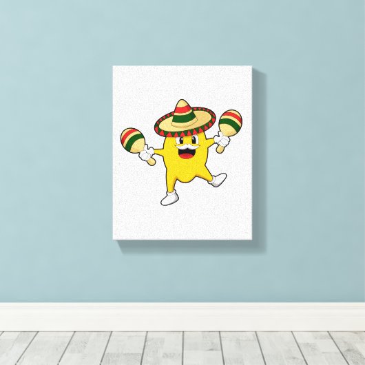 Mango als muzikant met Maraca Canvas Afdruk (Insitu (Houten vloer))