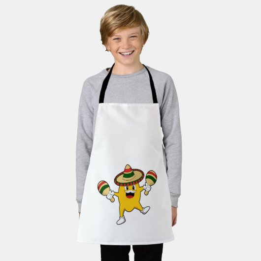 Mango als muzikant met Maraca Schort (Gedragen)