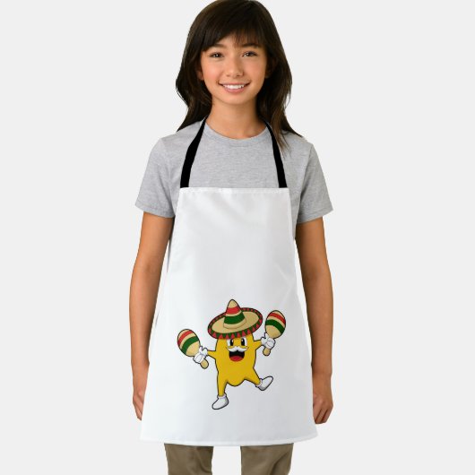 Mango als muzikant met Maraca Schort (Insitu)