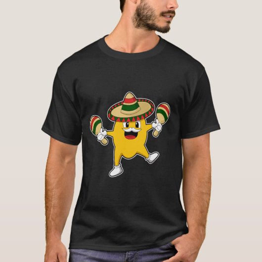 Mango als muzikant met Maraca T-shirt (Voorkant)
