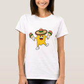 Mango als muzikant met Maraca T-shirt (Voorkant)