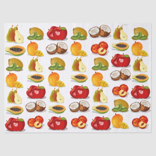 Mango Apple Kokosnoot Peren Vruchten Decoupage Tissuepapier (Voorkant)