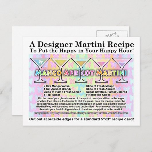 Mango Apricot Spring Martini Recept Briefkaart (Voorkant / Achterkant)
