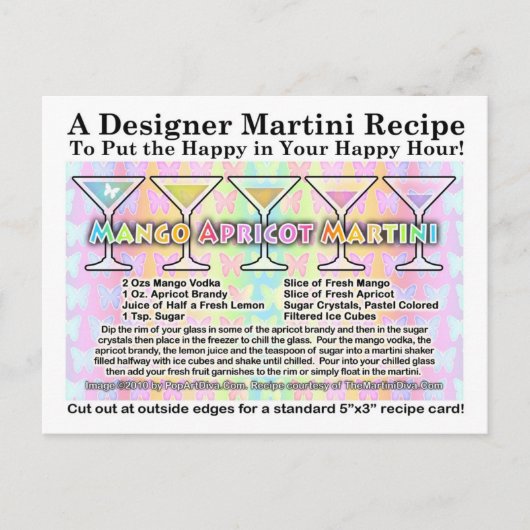 Mango Apricot Spring Martini Recept Briefkaart (Voorkant)