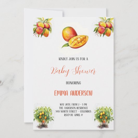 Mango Babyshower uitnodiging (Voorkant)