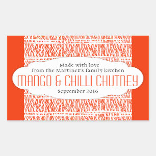 Mango & Chili Chutney oranje voedsellabel sticker