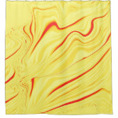 Mango cream with red or coral curved stroke douchegordijn (Voorkant)