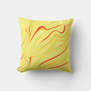 Mango cream with red or coral curved stroke kussen