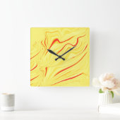 Mango crème, met gebogen koraal of rode streep vierkante klok (Huis)