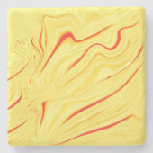 Mango crème, met gebogen rode of koraalslag stenen onderzetter (Voorkant)