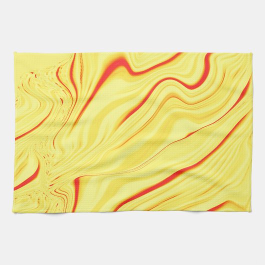 Mango crème, met gebogen rode of koraalslag theedoek (Horizontaal)