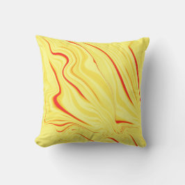 Mango crème met rode of koraalgebogen streep kussen