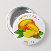 Mango Day, waterverf mango Ronde Button 7,6 Cm (Voorkant /achterkant)