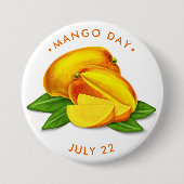 Mango Day, waterverf mango Ronde Button 7,6 Cm (Voorkant)