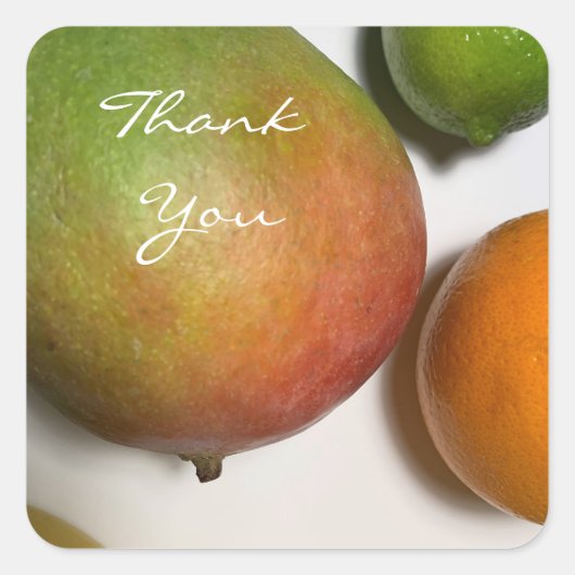 Mango en citrusvrucht dank je vierkante sticker (Voorkant)