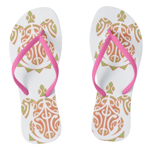 Mango en Limoen Polynesiaanse schildpad Teenslippers (Voetbed)