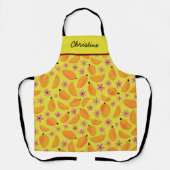 mango fruit en bloemen patroon aangepaste naam schort (Voorkant)