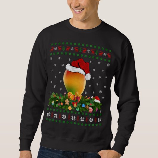 Mango Fruit Lover Xmas Santa Hat Ugly Mango Christ Trui (Voorkant)