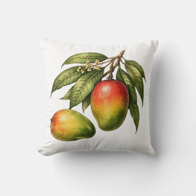 Mango fruit tak vintage stijl kussen (Voorkant)
