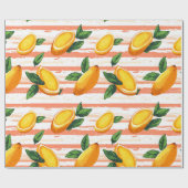 Mango fruitpatroon met groene bladeren cadeaupapier (Vlak)