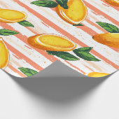 Mango fruitpatroon met groene bladeren cadeaupapier (Hoek)