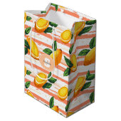 Mango fruitpatroon met groene bladeren medium cadeauzakje (Achterkant Gekanteld)