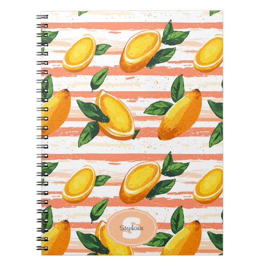 Mango Fruitpatroon met Groene Bladeren Notitieboek (Voorkant)
