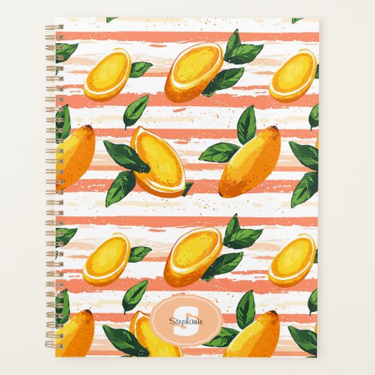 Mango fruitpatroon met groene bladeren planner (Voorkant)