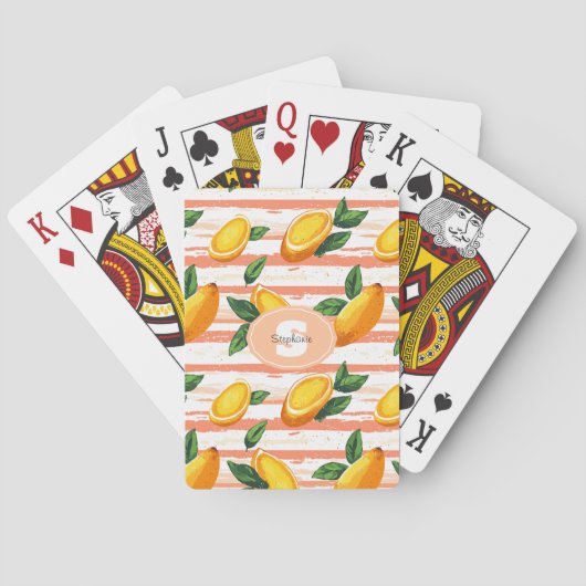 Mango fruitpatroon met groene bladeren pokerkaarten (Achterkant)