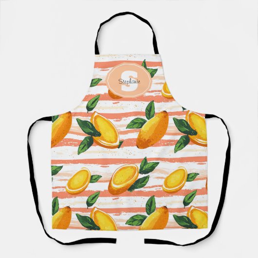 Mango fruitpatroon met groene bladeren schort (Voorkant)