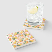 Mango fruitpatroon met groene bladeren stenen onderzetter (Zijkant)