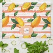 Mango fruitpatroon met groene bladeren theedoek (Gevouwen)
